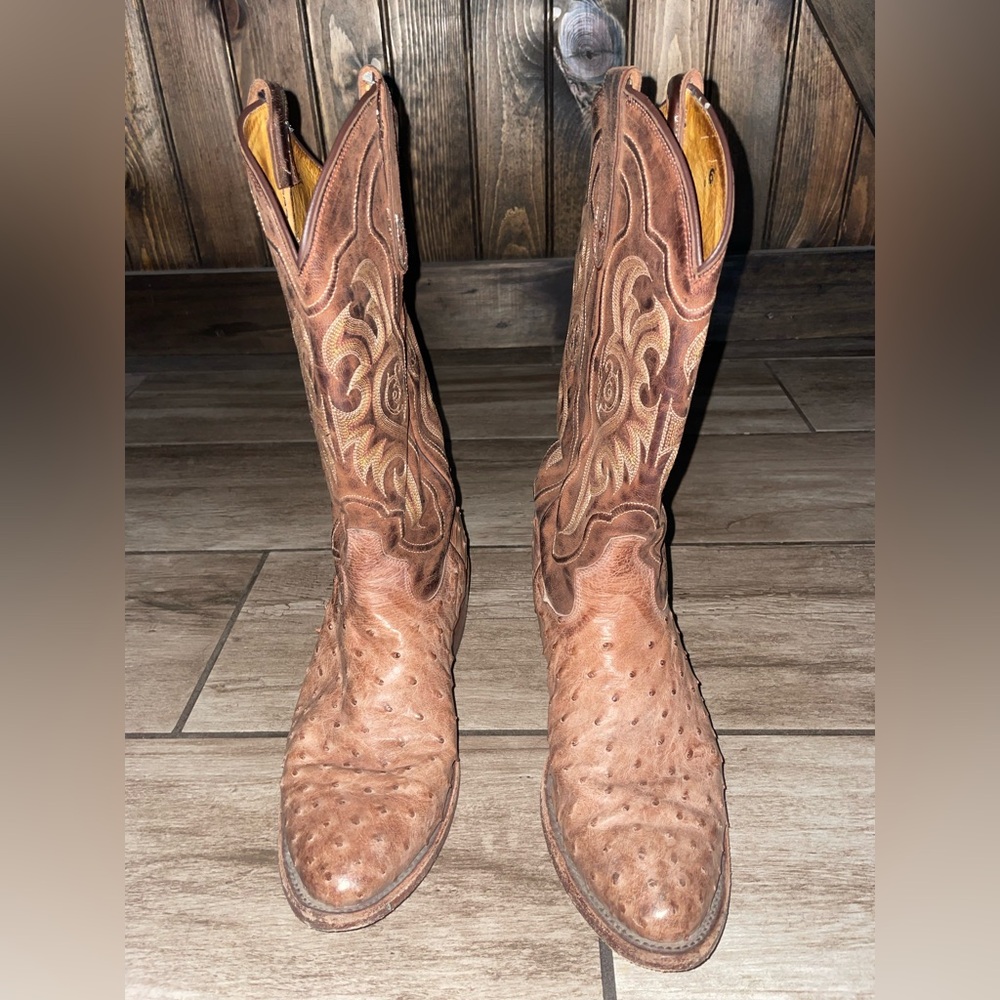 Men's Tony Lama Ostrich Leather Western Boots